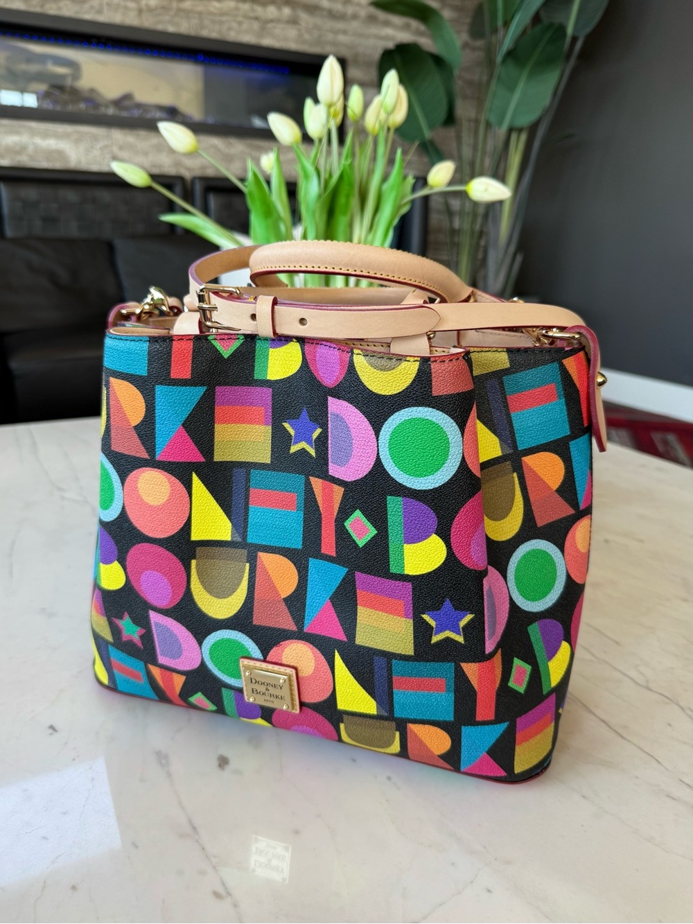 New Dooney & Bourke Art Deco Brenna Cotton/Leather Bag - Picture 14 of 16